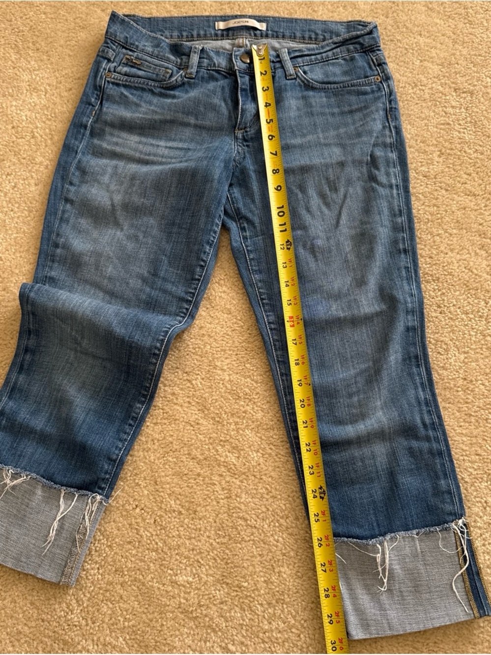 Joe's Jeans Distressed Cropped Blue Roll-Cuff Jeans